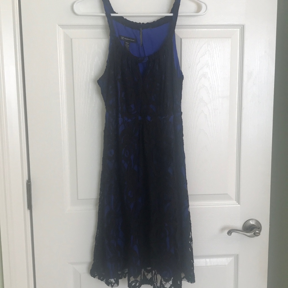 INC Black and royal blue lace dress Sz Small